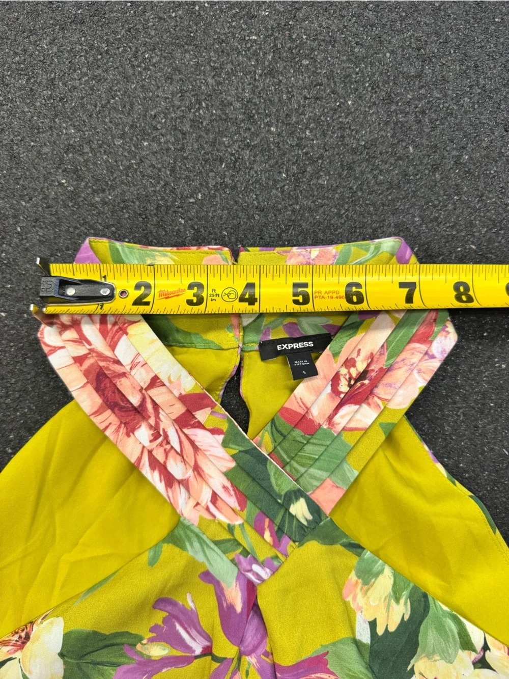 Express Floral Halter Neck Tank Top - Green Pink Floral Floral Lined - Picture 9 of 11